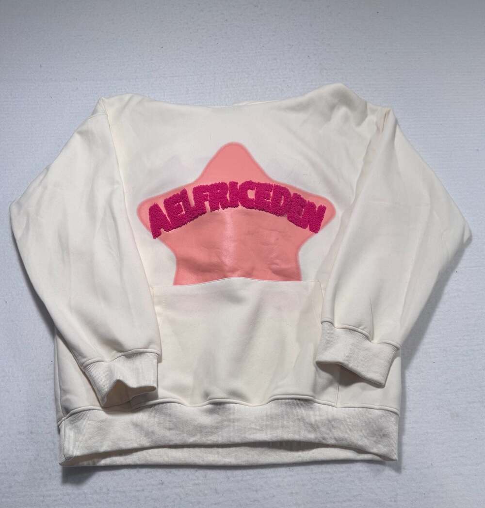 Aelfric Eden Star Vintage Cream Hoodie Pullover Sweatshirt Size Large